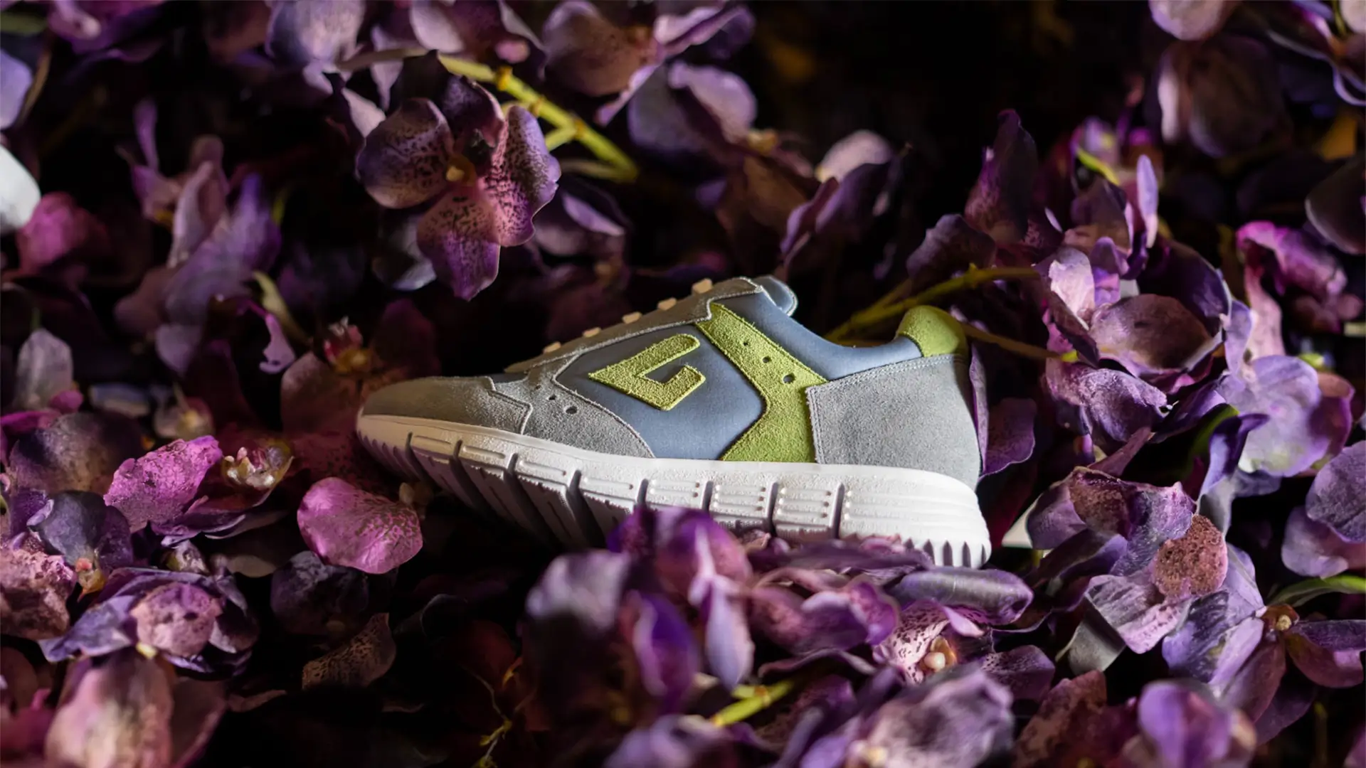 Sneaker poggiate su fiori, fotografia still life di Paolo Castrovilli
